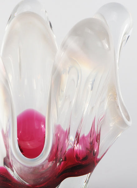 Bohemia Glass Vase - Pink, Green and White - detail 1