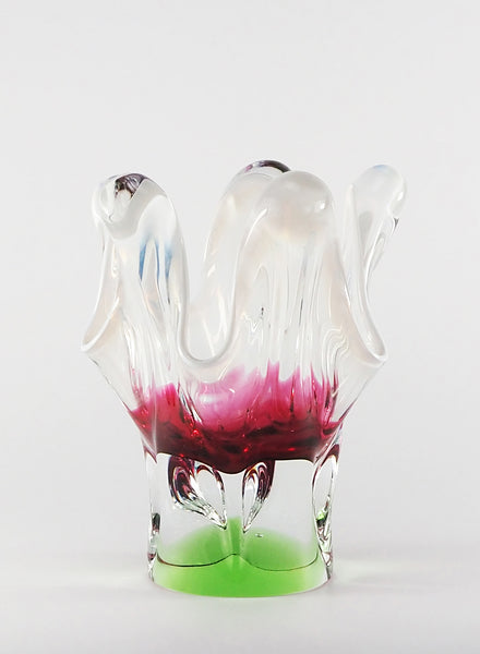 Bohemia Glass Vase - Pink, Green and White - front