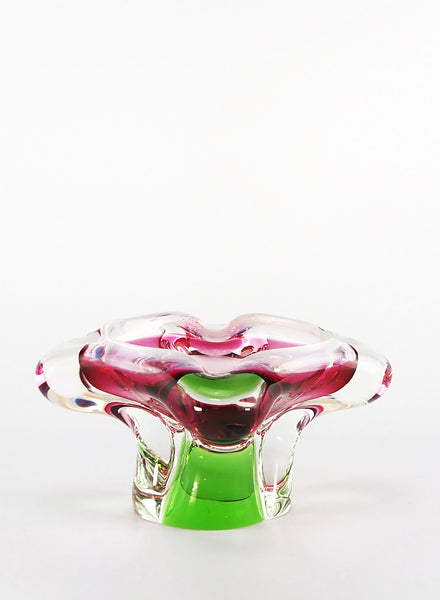 Bohemia Glass Vase - Pink, White and Green - Front