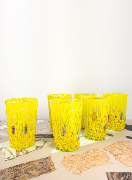 Set of Six Goti de Fornasa Murano Tumblers - Yellow - 3
