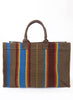 THE CABANA BAG - Multi Brown Striped Cotton and Jute Tote - back