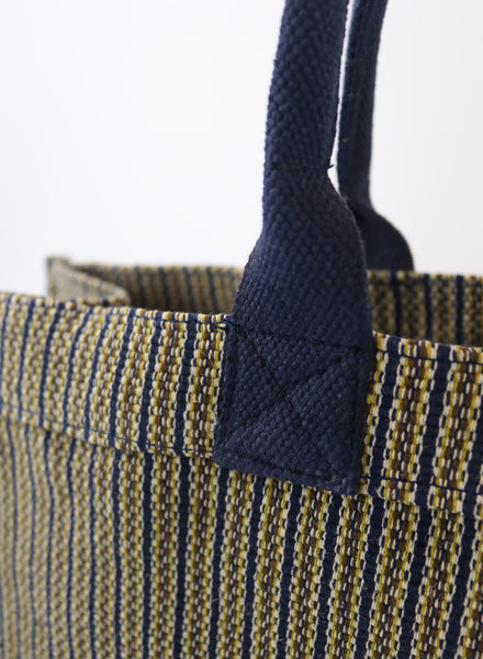 THE STUDIO BAG - Navy Blue Striped Cotton and Jute Tote - detail 1