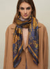 THE OISEAUX SQUARE - Purple and gold printed silk twill scarf - model