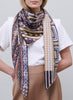JANE CARR - THE CROCHET SQUARE - Neutral and pastel multicolour printed silk twill scarf - model 2