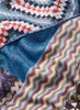 JANE CARR - THE CROCHET SQUARE - Blue multicolour printed modal and cashmere scarf - detail