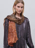 JANE CARR - THE OPERA SCARF - Tonal brown printed silk voile scarf - model 3