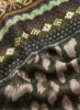 JANE CARR - THE PIPER WRAP - Green and brown printed modal and cashmere scarf - detail