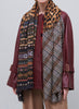 JANE CARR - THE PIPER WRAP - Brown multicolour printed modal and cashmere scarf - model 2