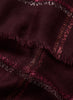 JANE CARR, THE LATTICE SQUARE - Burgundy cashmere scarf with metallic check - detail