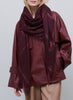 JANE CARR, THE LATTICE SQUARE - Burgundy cashmere scarf with metallic check - model 2