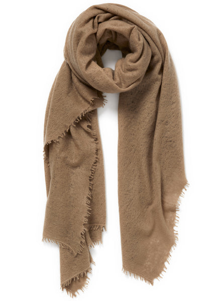 JANE CARR, THE LUXE - Camel oversized pure cashmere knit wrap - tied