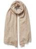 JANE CARR - THE LUXE - Warm beige oversized pure cashmere knit wrap - tied