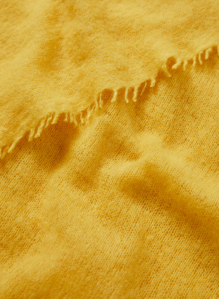 JANE CARR - THE LUXE - Yellow oversized pure cashmere knit wrap - detail