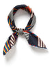 JANE CARR - THE TRICOT PETIT FOULARD - Navy and red multicolour printed silk twill scarf - tied