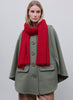 JANE CARR - THE FRAY SCARF - Red woven pure cashmere scarf - model