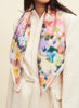 THE JARDINIER FOULARD - Peachy multicolour printed silk twill scarf - model 2