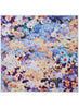 THE JARDINIER FOULARD - Blue and purple multicolour printed silk twill scarf - flat