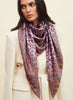 THE MEDINA SQUARE - Purple multicolour printed silk twill scarf - model