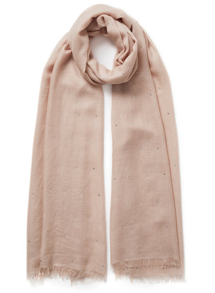THE CRYSTAL WRAP - Pale pink cashmere wrap with Swarovski crystals - tied