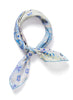 THE HANKIE NECKERCHIEF - White and blue printed cotton and silk scarf - tied