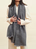 THE SUMMER COSMOS SCARF - Dark grey cashmere and linen scarf with silver Lurex - model 2