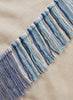 THE CABANA - Cream and blue fringed cashmere and linen triangle scarf - detail