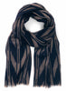 THE ZIG ZAG SCARF - Navy two tone pure cashmere woven scarf - tied