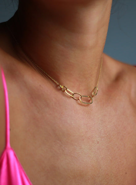 Linked With Love Chunky Gold Necklace - model