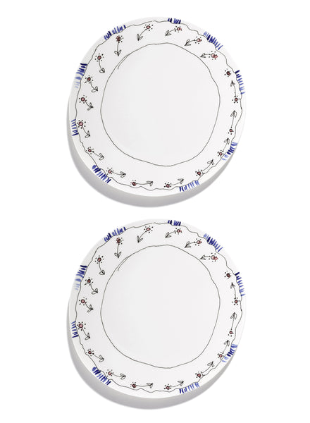 SET OF TWO DINNER PLATES BY MARNI - From the Midnight Flowers collection