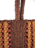 MILENO TOTE - Medium striped raffia tote in marron, rust and ochre - detail 3