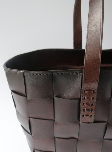 DRAGON DIFFUSION Leather Japan Tote – Dark Brown – close up 2