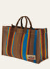 THE CABANA BAG - Multi Brown Striped Cotton and Jute Tote - side