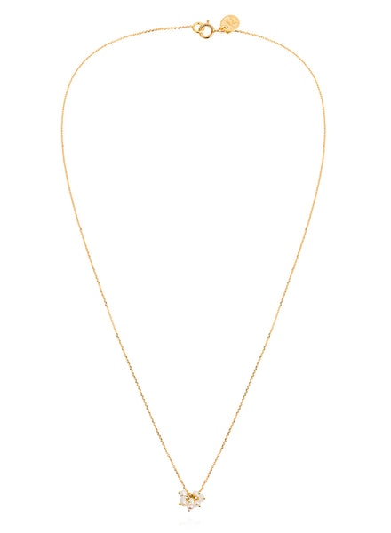 Pearl Cluster Gold Necklace - flat