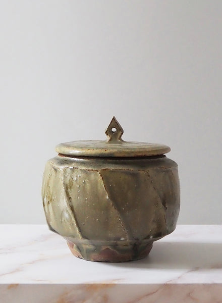 Faceted Tea Jar with Hornbeam Ash Glaze - 1