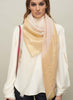 JANE CARR The Block Square in Poodle, two tone cashmere scarf with Lurex - model