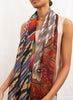JANE CARR The Holiday Square in Red, red and blue multicolour printed modal and cashmere scarf - model 2