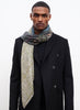 JANE CARR The Bouclé Square in City, grey blue multicolour printed modal and cashmere scarf - model 3