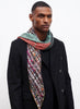 JANE CARR The Bouclé Square in Dusk, turquoise multicolour printed modal and cashmere scarf - model 4