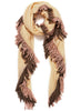 JANE CARR The Chalet Square in Hay, cream cashmere scarf with oversized contrast fringes – tied