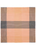 JANE CARR The Jenga Square in Apricot, peach multicolour checked lambswool scarf – flat