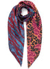 JANE CARR The Medley Square in Claret, multicolour printed silk twill scarf – tied