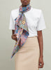 The Bazaar Foulard, pink multicolour printed silk twill scarf – model 2