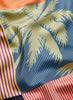 The Paradise Square, orange, pink and blue printed silk twill scarf – detail