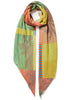 The Paradise Square, yellow, orange and green printed modal cashmere-blend scarf – tied