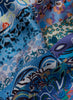 The Anagram Necker, blue multicolour printed silk twill scarf – detail