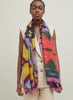 The Ikat Wrap, purple multicolour printed modal and cashmere wrap – model 2