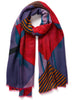 The Paradise Wrap, red and blue printed modal cashmere-blend scarf – tied