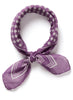 The Frutti Neckerchief, purple printed cotton silk-blend scarf – tied