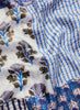 The Block Print Neckerchief, blue and white printed still twill scarf – detail