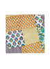The Block Print Neckerchief, orange and turquoise multicolour printed still twill scarf – flat